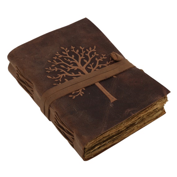 Tree of Life Journal Embossed Leather Journal Grimoire Journal Etsy