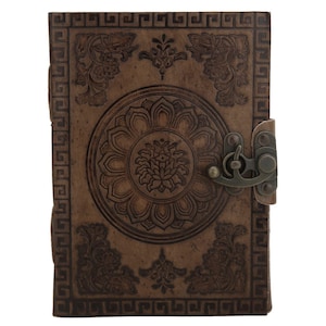 Vintage Leather Journal – Blank Spell Book of Shadows, Grimoire Journal, Travel Writing Notebook, Antique Deckle Edge Paper Lock Closure