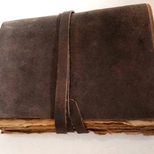 Nuovo diario antico - Diario vintage rilegato in pelle - Carta antica fatta a mano con bordo frastagliato - Quaderno da disegno in pelle - Diario del libro delle ombre 7x5