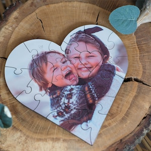 Heart shaped jigsaw personalised photo puzzle wooden photo jigsaw, love puzzle