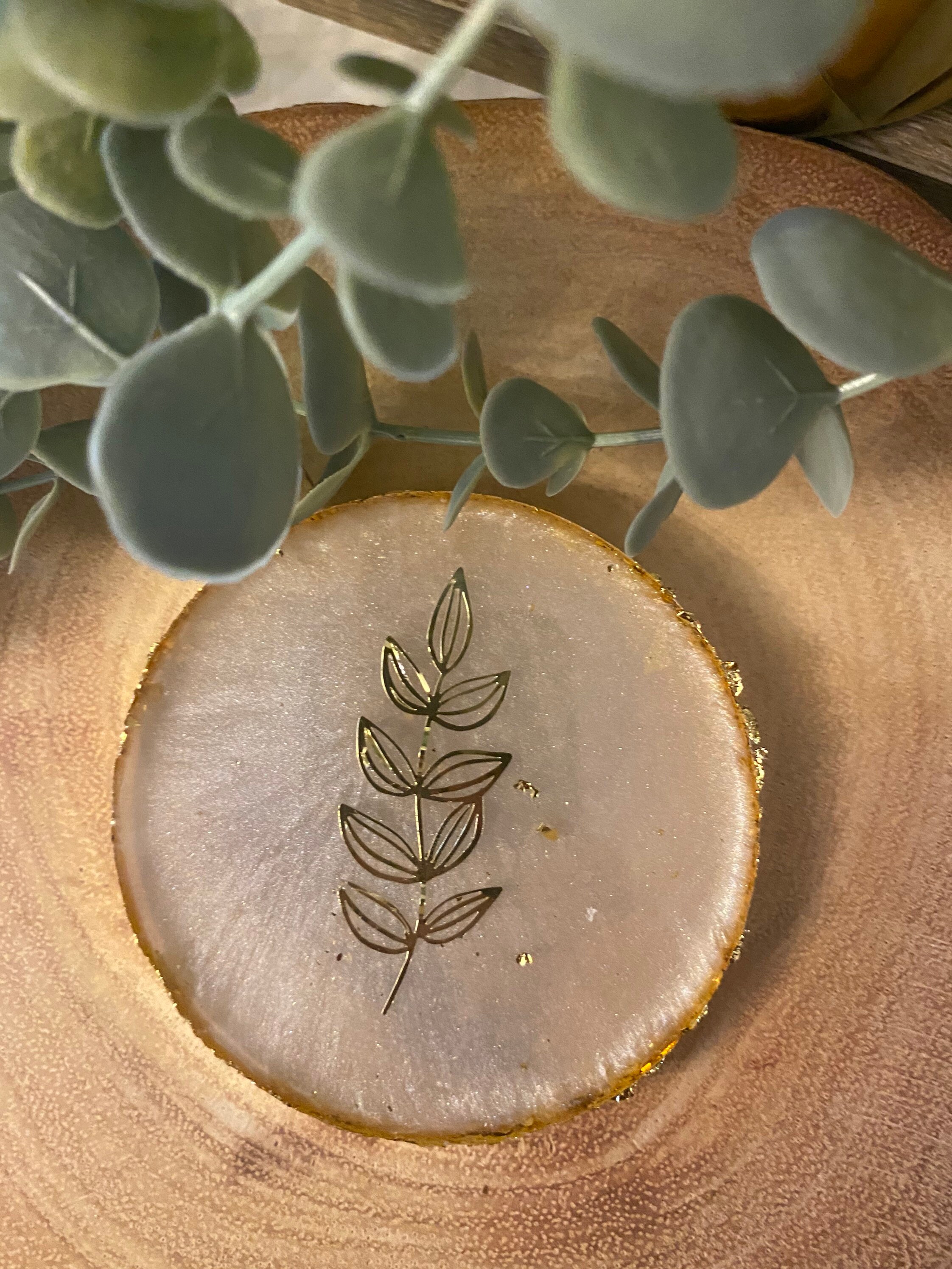 Decal Resin Coaster. Set of 4 coasters gold foil decal. Etsy