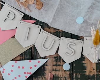 Guirnalda de madera personalizada con nombre – banderines con letras 3D | Decoración para la habitación del bebé | Nombre del bebé | Regalo de nacimiento | Decoración de pared estilo boho