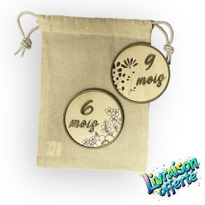 Jetons de naissance en bois personnalisés – 1 jour à 12 mois – Accessoires photo bébé – Cadeau de naissance original