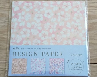 Design paper, Sakura, Cherry blossoms decorative papers, pearl paper, glittered