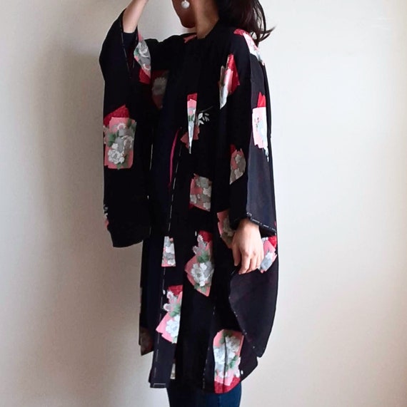 Antique kimono haori jacket, Japanese authentic k… - image 3