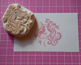 Personalized unicorn name stamp, Unicorn with your desired name stamp, Custom name stamp, Unicorn gift