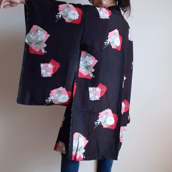 Antique kimono haori jacket, Japanese authentic k… - image 5