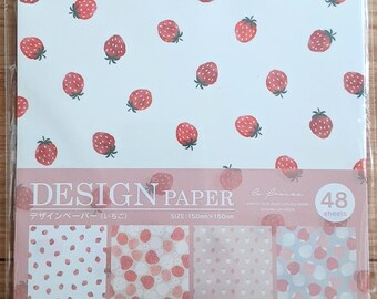 Design paper, Origami sheets, Strawberry pattern 48sheets