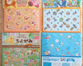 Origami sheets, design papers, Chiyogami papers, decorative papers -Japanese Anime/game characters, Super Mario, Pekemon, Doraemon