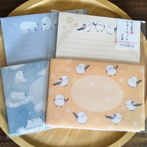 Lot de 2 ensembles de papeterie japonais washi, oiseaux Shimaenaga et ours polaire