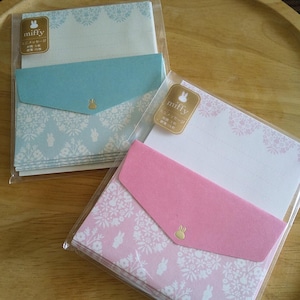 Set of 2 Miffy, Nijntje MINI letter set, small size papers and envelopes set -light blue and pink