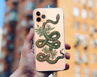Snake Phone Case: Reptile Art, Clear TPU Silicone