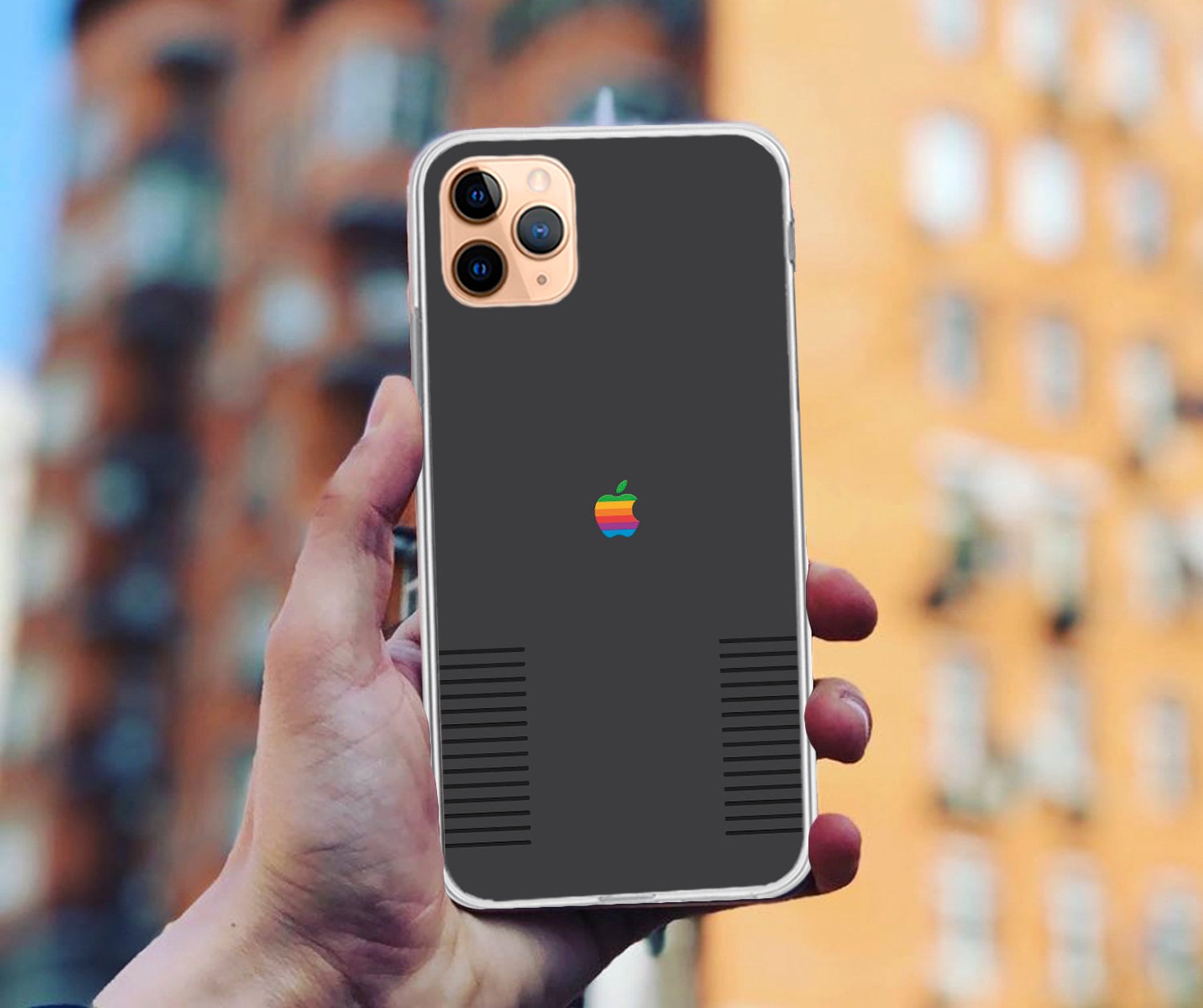 Retro Apple Logo iPhone Case: Clear TPU, Rainbow Decal - Etsy