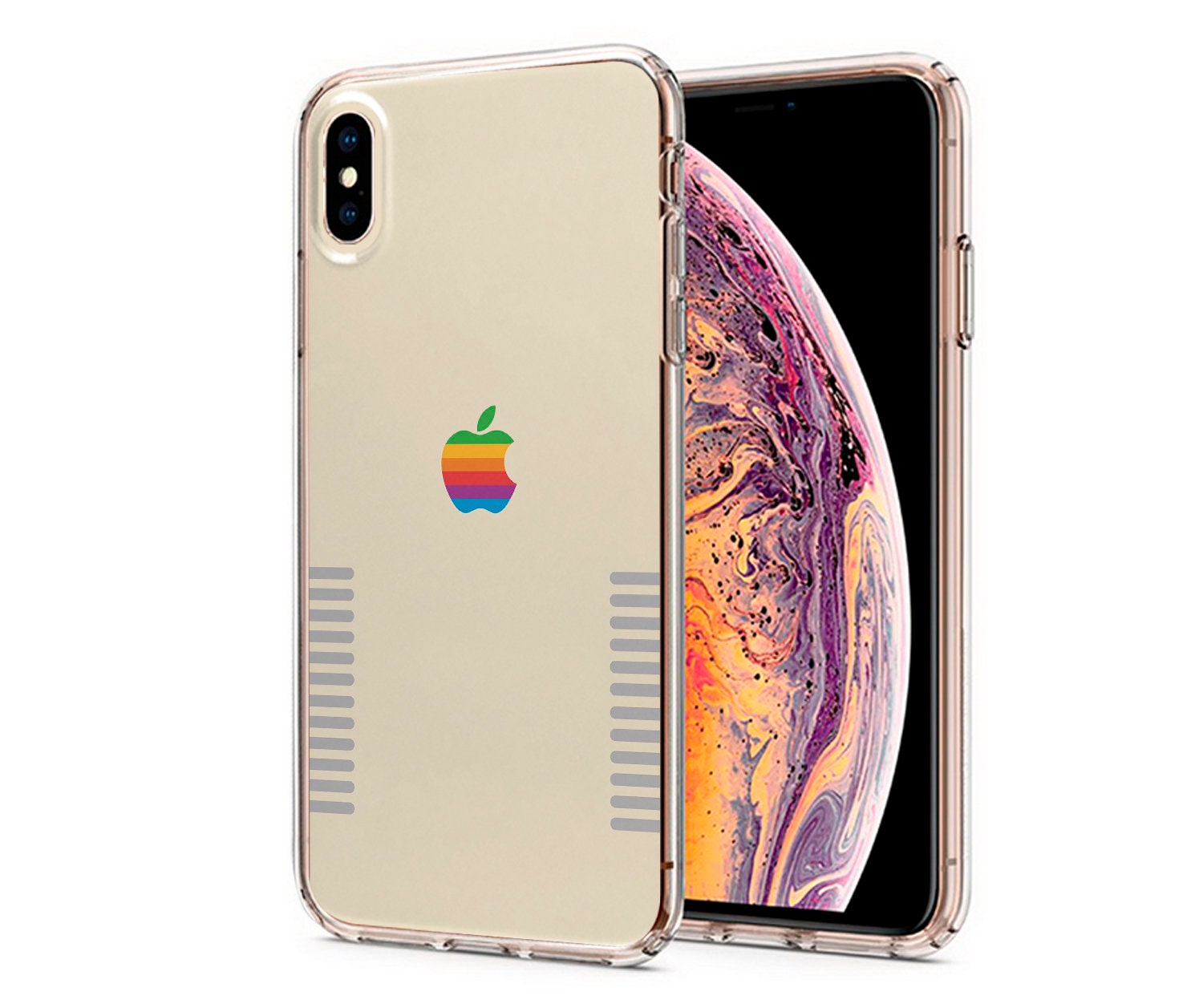 Retro Rainbow Apple Logo for iPhone 17 16 15, for Samsung