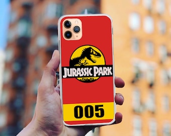 Jurassic Park iPhone 17/16/15 Case: T-Rex Logo, Clear TPU