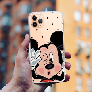 Custodia di Topolino per iPhone 15 14 13 Pro Max X 12 16 Pro Max Xr 8 plus Regali divertenti Custodia in silicone trasparente per Samsung Google Pixel 7
