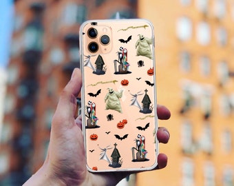 Nightmare Before Christmas Phone Case: Clear TPU, Halloween Design