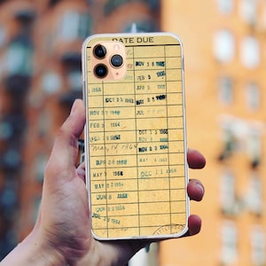 Étui pour iPhone X 15 Max 8 7 Plus en silicone rétro vintage des années 80, date d'échéance de la bibliothèque