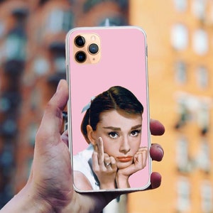 Audrey Pink iPhone Case: Film Star Art, Slim TPU Cover