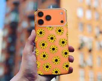 Sunflower Pattern iPhone 17/16/15 Case: Watercolor Sunflower Collage Clear Cover