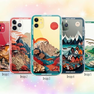 Custodia in carta artistica con paesaggio per iPhone 15 14 13 X 15 Plus 16 Pro Max mini Xr 8 plus se Custodia regalo per Samsung S24 S23 Cover in silicone