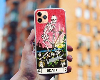 Death Tarot Card Phone Case with iPhone cases Details Compatible with iPhone X/15 Cases Wiccan Goth Hard Cover for Women Witch