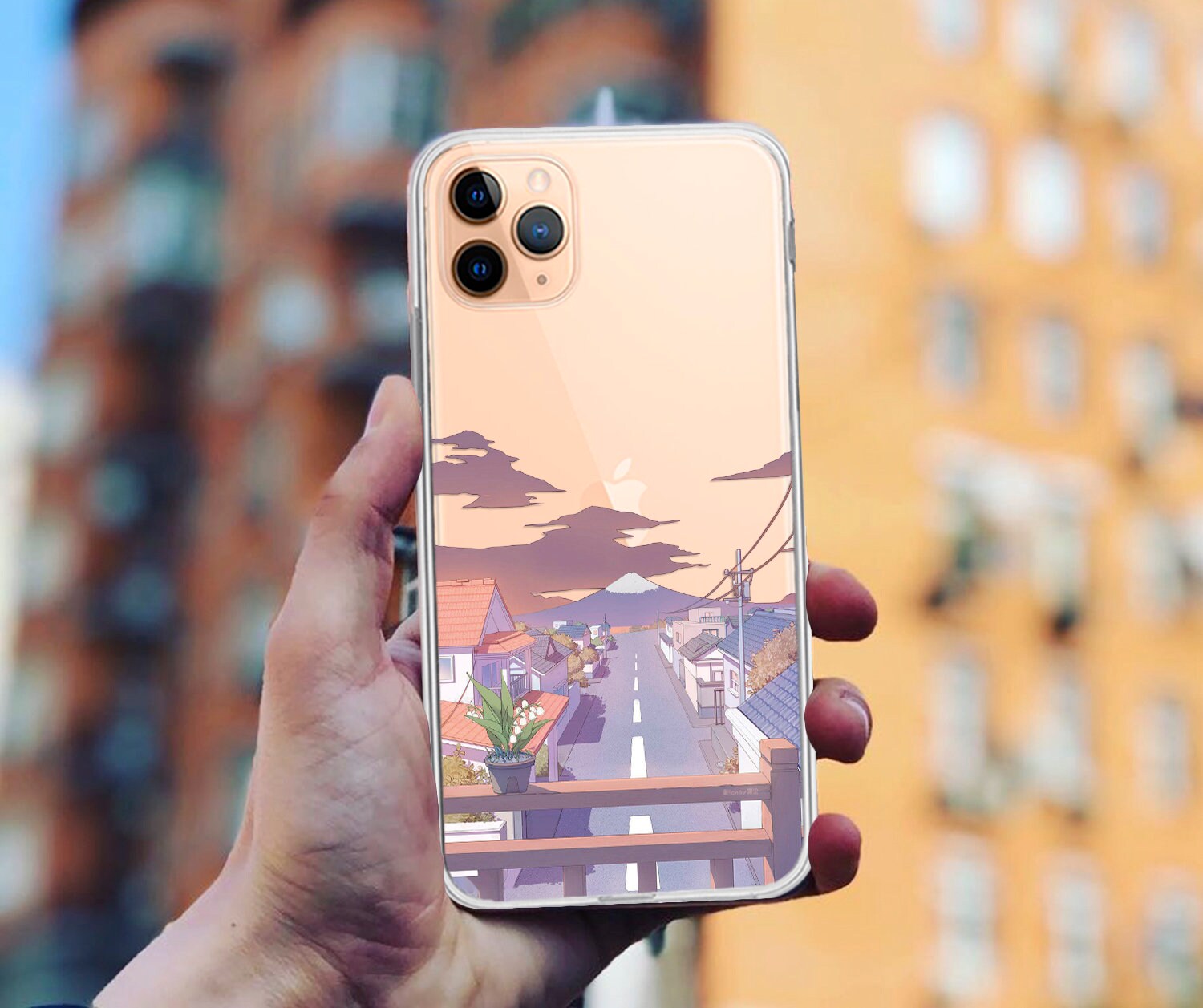 Japanese Mountain iPhone Case: Clear TPU Silicone Cover