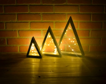 Rustic wood Christmas tree, tabletop Christmas tree with lights, farmhouse Christmas decor, cottagecore, rustic christmas decor, centerpiece