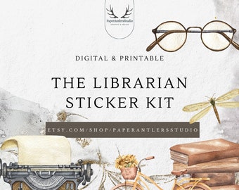 Printable Collage Clipart Vintage Library Dark Academia Elements Journal Sticker Set | Digital Printable Stickers, Bullet Journal, Ephemera