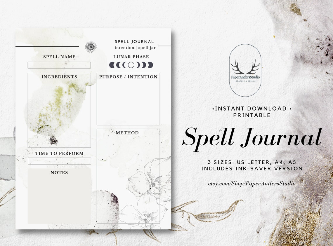 Spell Journal Page Grimoire Printable Book of Shadows - Etsy