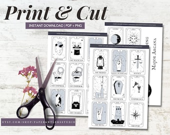 Printable Tarot Major Arcana Collage Clipart Witch Journal Sticker Set | Digital Printable Stickers, Bullet Journal, Scrapbook, Ephemera