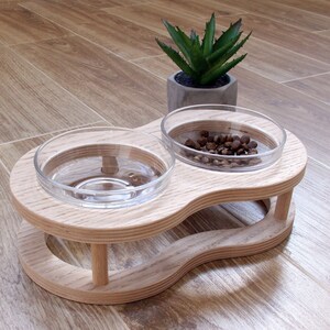 Dog cat bowl stand double bowls. cat food bowl, cat water bowls, dog feeders, pets furniture, modern stand, pets food dishes. image 2