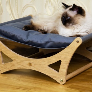 Wood cat bed, dog bed, cat beds, pet bed, designer bed, cat furniture, cat lover gift, cat hammock, pet furniture, dog bad furniture image 2