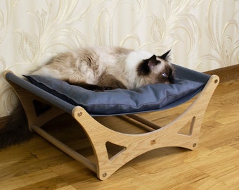 Holz Katzenbett, Hundebett, Katzenbetten, Haustierbett, Designerbett, Katzenmöbel, Katzenliebhaber Geschenk, Katzenhängematte, Haustiermöbel, Hund schlechte Möbel