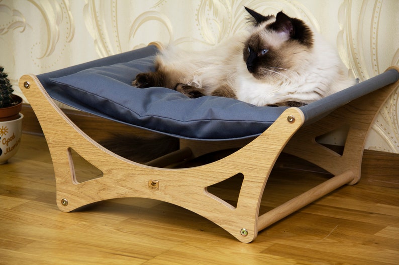 Wood cat bed, dog bed, cat beds, pet bed, designer bed, cat furniture, cat lover gift, cat hammock, pet furniture, dog bad furniture image 2