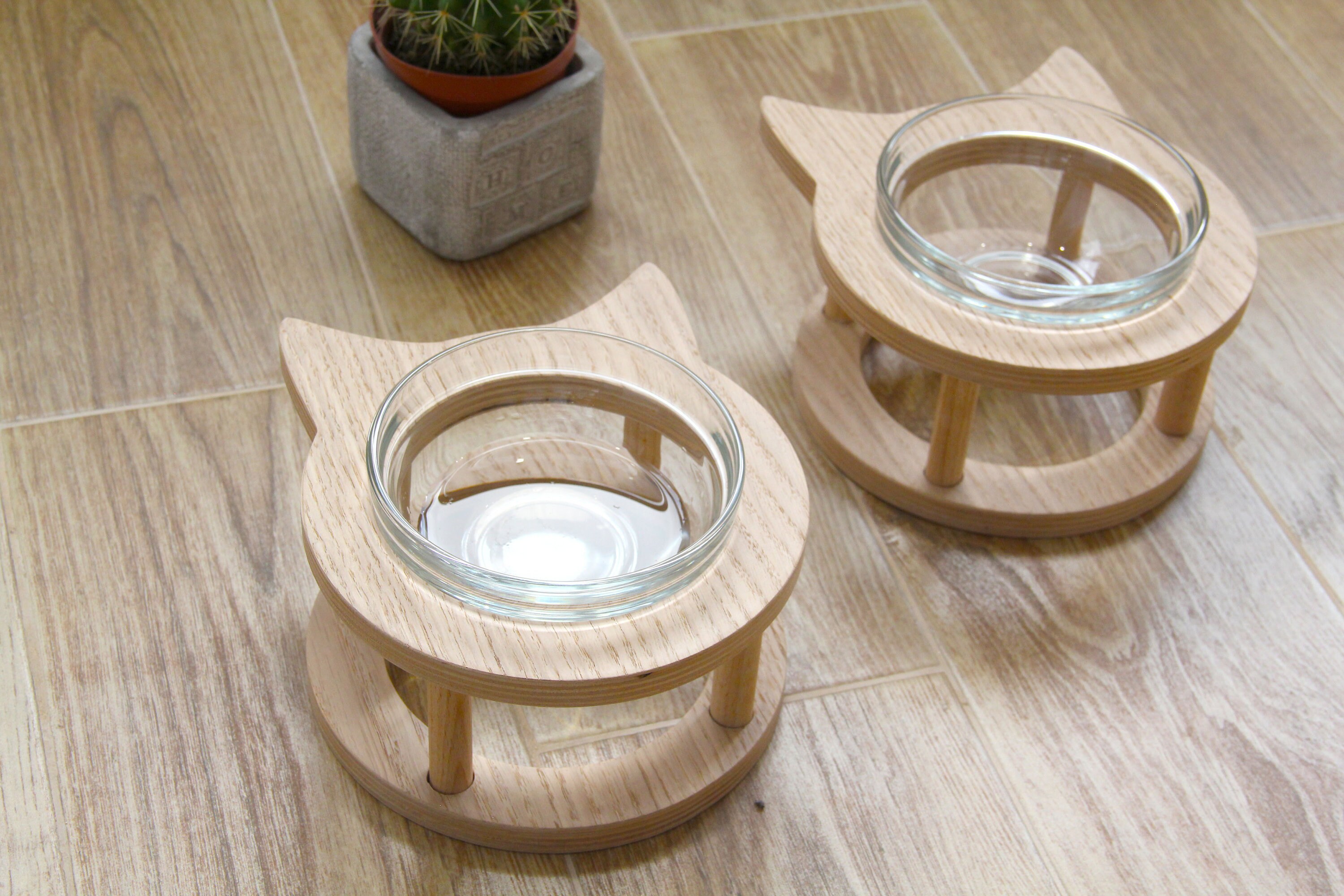 Cat ears glass bowl stand cat food bowl cat water bowls Etsy
