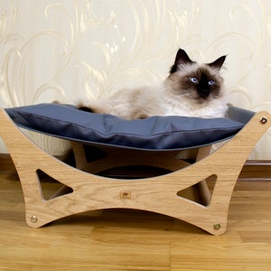 Wood cat bed, dog bed, cat beds, pet bed, designer bed, cat furniture, cat lover gift, cat hammock, pet furniture, dog bad furniture image 4