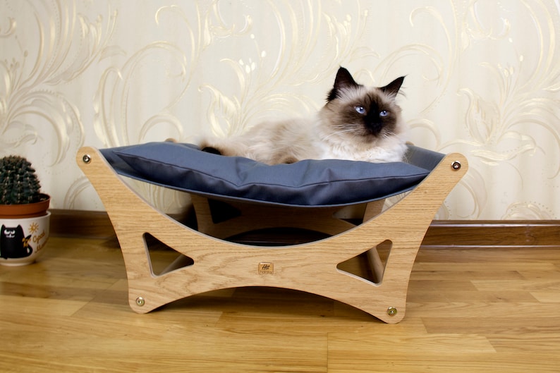 Wood cat bed, dog bed, cat beds, pet bed, designer bed, cat furniture, cat lover gift, cat hammock, pet furniture, dog bad furniture image 4