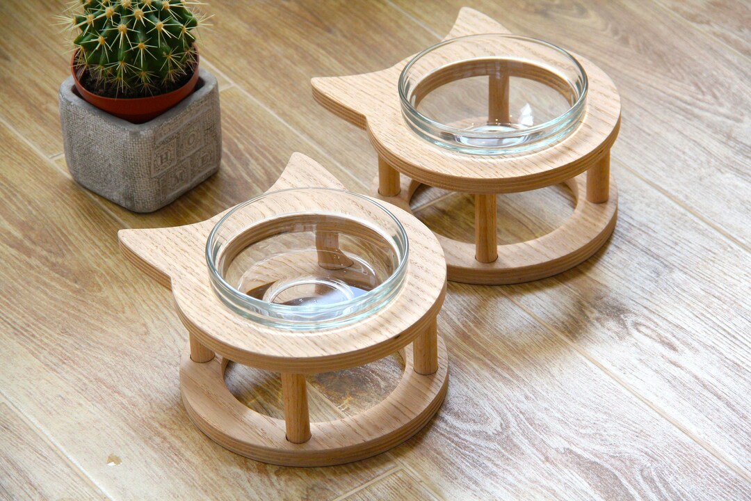 Cat Ears Bowl Stand 1pc Cat Feeder, Cat Furniture, Elevated Pet Bowl