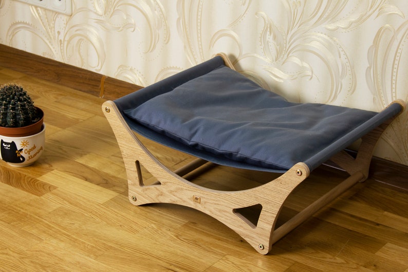 Cat hammock, cat bed, pet bed, cat pillow, cat gift, design cat bed, wood hammock, wooden bed, cat furniture image 8