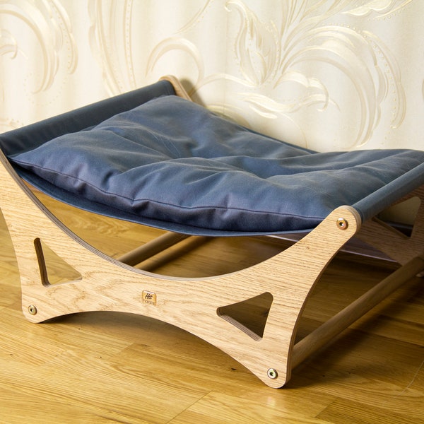 Hamaca para gatos, cama para gatos, cama para mascotas, almohada para gatos, regalo para gatos, cama de diseño para gatos, hamaca de madera, cama de madera, muebles para gatos