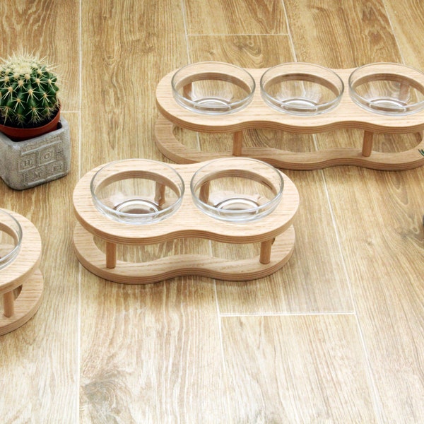 Dog cat bowl stand - 1 2 3 bowls. cat food bowl, cat water bowls, dog feeders, pets furniture, modern stand, pets food dishes.