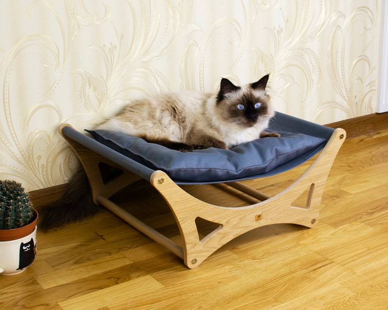 Wood cat bed, dog bed, cat beds, pet bed, designer bed, cat furniture, cat lover gift, cat hammock, pet furniture, dog bad furniture image 3
