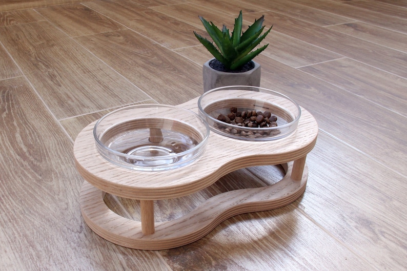 Dog cat bowl stand double bowls. cat food bowl, cat water bowls, dog feeders, pets furniture, modern stand, pets food dishes. image 2