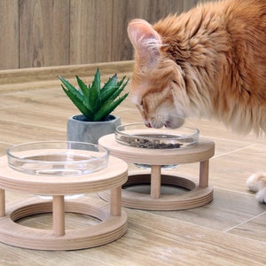 Single Pet Bowls, small medium large bowl, Wooden eco-friendly feeder for modern home, Dish Dog Cat Stand Feeder Food Water,