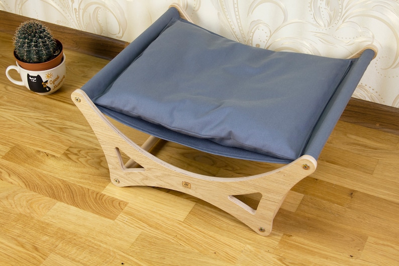 Cat hammock, cat bed, pet bed, cat pillow, cat gift, design cat bed, wood hammock, wooden bed, cat furniture image 5