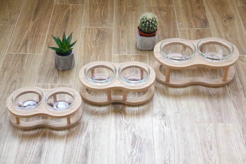 Dog cat bowl stand double bowls. cat food bowl, cat water bowls, dog feeders, pets furniture, modern stand, pets food dishes. image 1