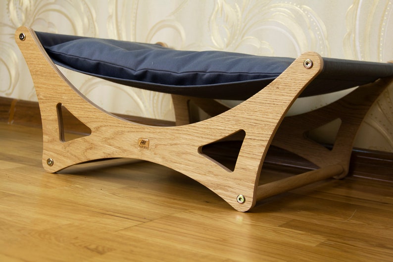 Cat hammock, cat bed, pet bed, cat pillow, cat gift, design cat bed, wood hammock, wooden bed, cat furniture image 7