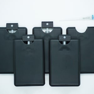 PACK de 5 plástico negro Spray Desinfectante botella vacía, viaje portátil 20 ml, atomizador de perfume de niebla fina, tamaño de bolsillo pulverizador, mini pulverizadores
