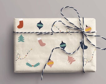 Kerst inpakpapier | Moderne, geïllustreerde feestelijke cadeauverpakking | Abstract vakantie inpakpapier | Milieuvriendelijke, recyclebare cadeauverpakking